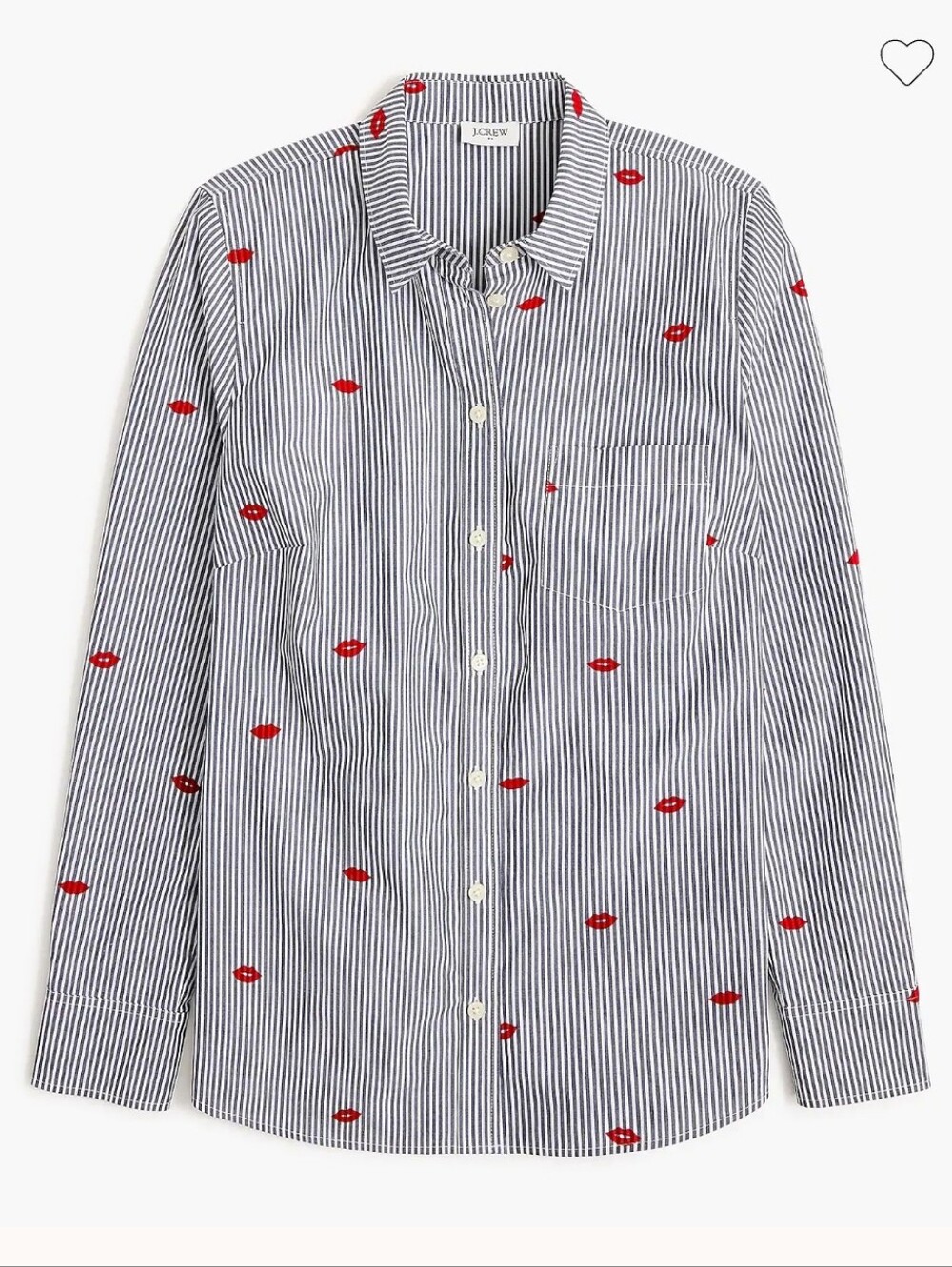 J. Crew Factory Stripped Classic Boy Cut Shirt W/Red Lip Motif Sz M